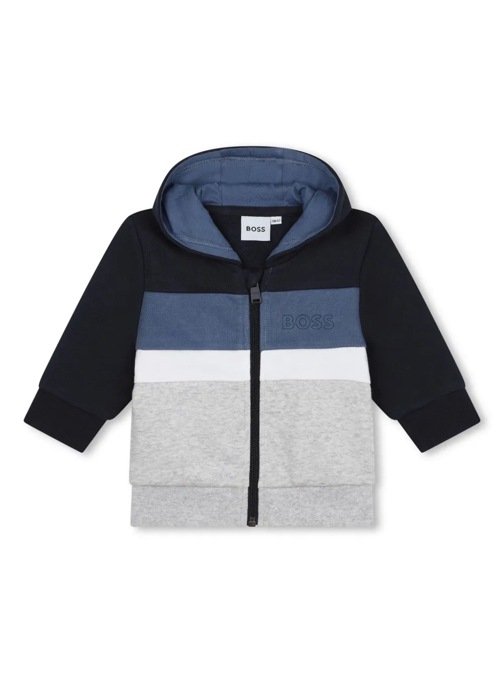 

Полосатый кардиган с капюшоном BOSS Kidswear, синий