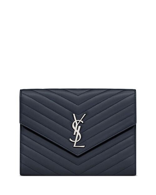 

Кассандра Мателасс&;eacute; Кошелек с клапаном из кожи ягненка Saint Laurent, цвет Blue