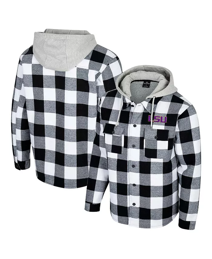 

Мужская черно-белая куртка Buffalo Plaid LSU Tigers на молнии Colosseum