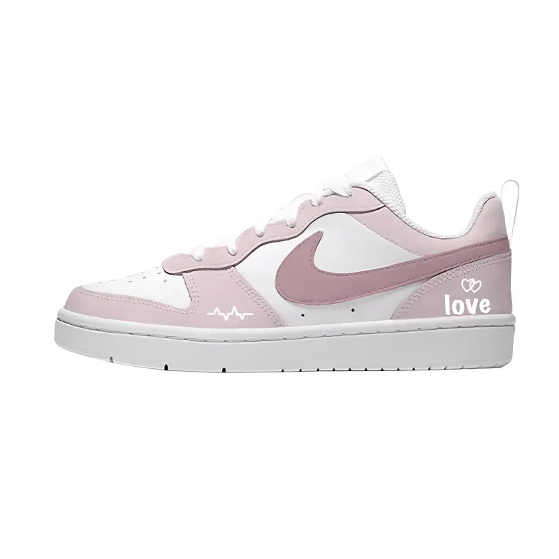 

Nike Court Borough Soft Pink Heart Leather Low top Kids' Skateboarding Shoes Pink Unisex