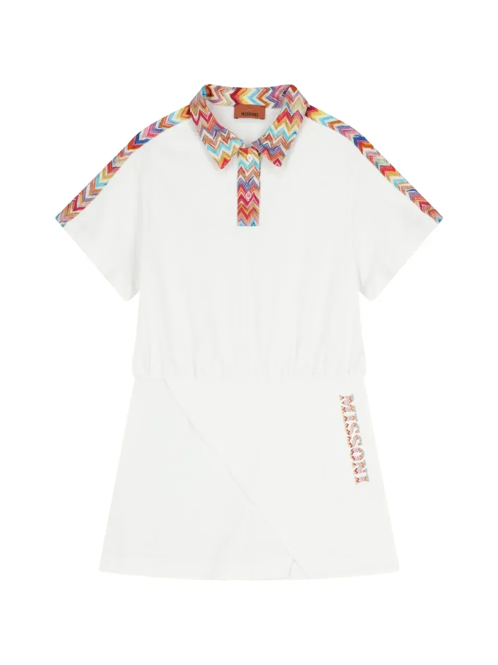 Хлопковое платье-поло с логотипом Missoni Kids, белый