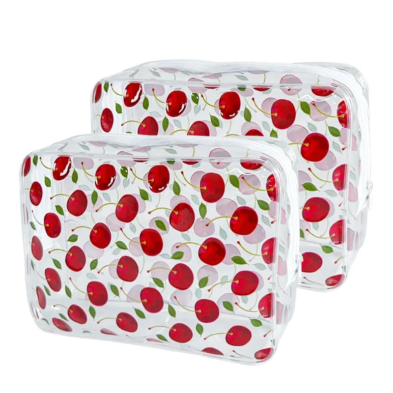 Набор из 2 прозрачных косметичек с принтом «Вишня» Toteprint, Cherry Print-2Pc