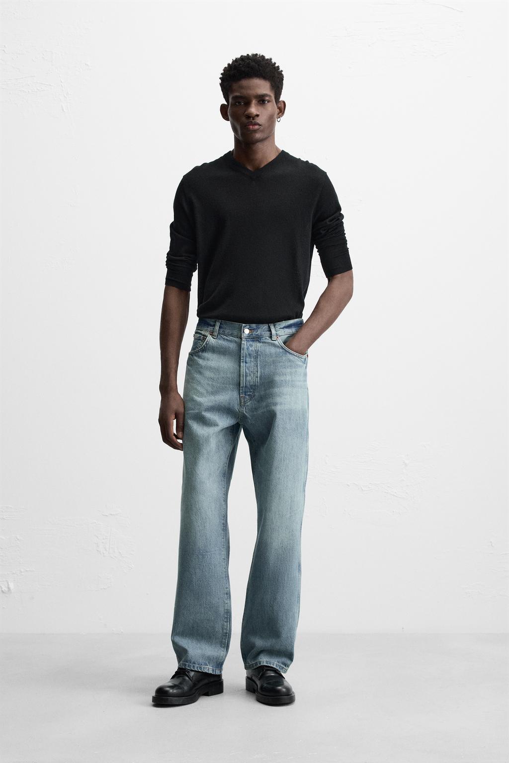 

Свободные джинсы с прямыми штанинами ZARA, средне-синий