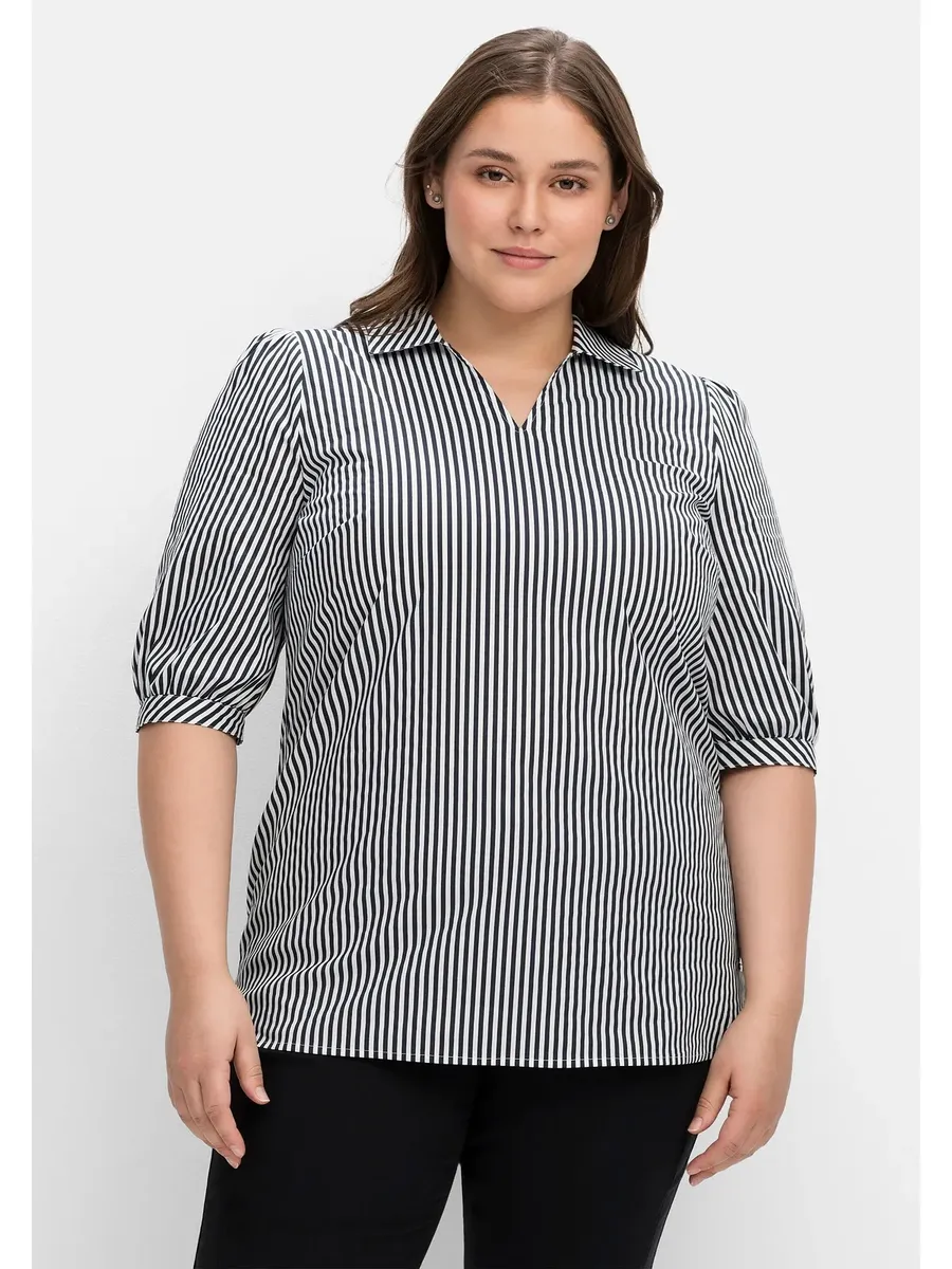 

Туника Шиго "Большие размеры" с рукавами 3/4, из поплина Sheego, синий