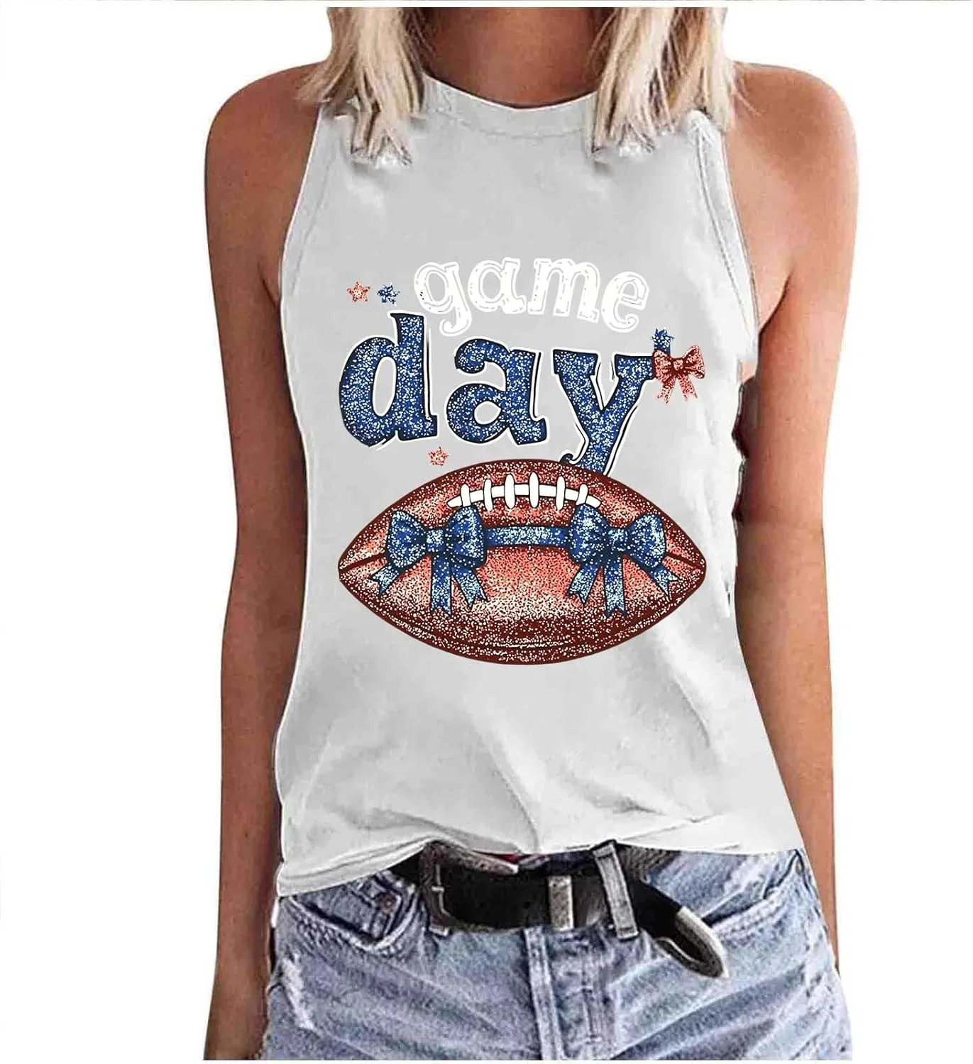 Топ женский с принтом Football, без бренда, #05 Navy