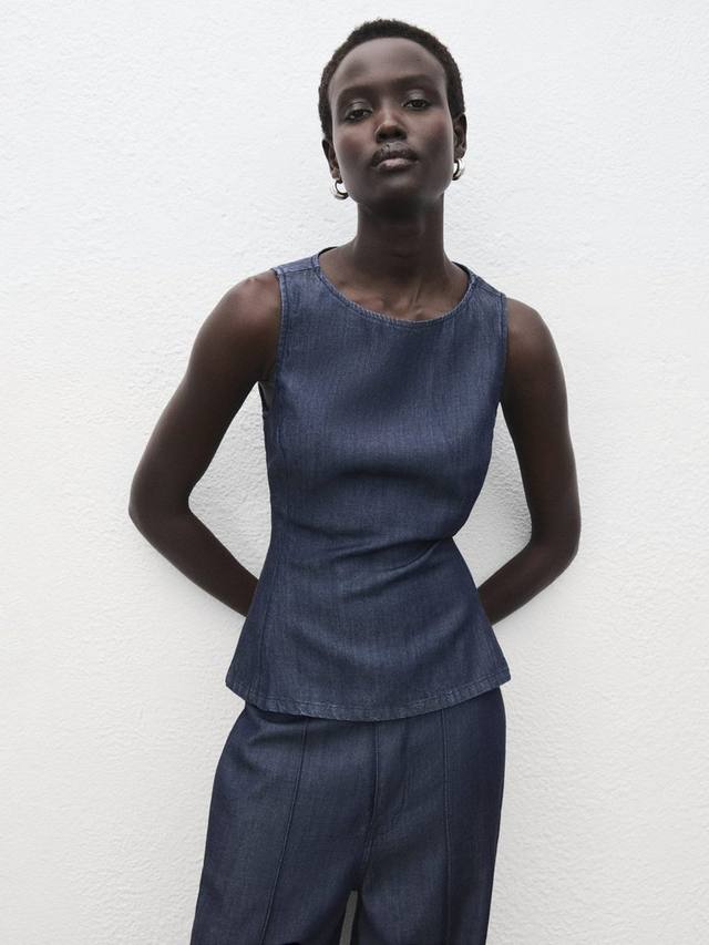 

Топ без рукавов Lua из денима Mango, Dark Blue