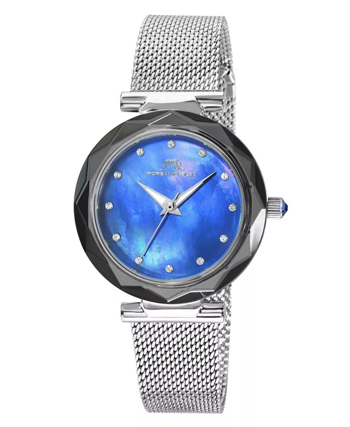 

Часы женские Hazel Stainless Steel Silver Tone & Blue 1272AHAS Porsamo Bleu, серебряный