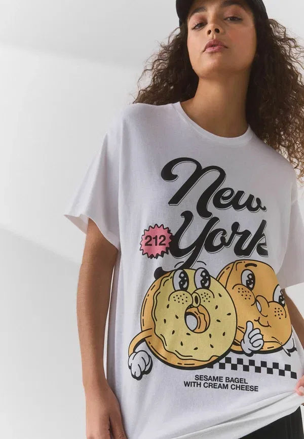 Футболка с принтом Next Regular fit grapic new york bagel t-shirt, белый — фото 4