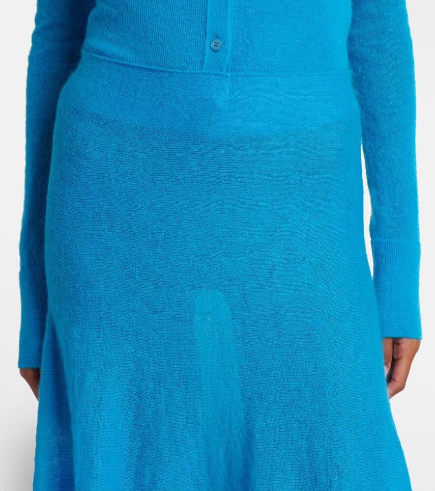 Круглая юбка миди из смесовой мохера и шерсти Alaïa, Turquoise — фото 4