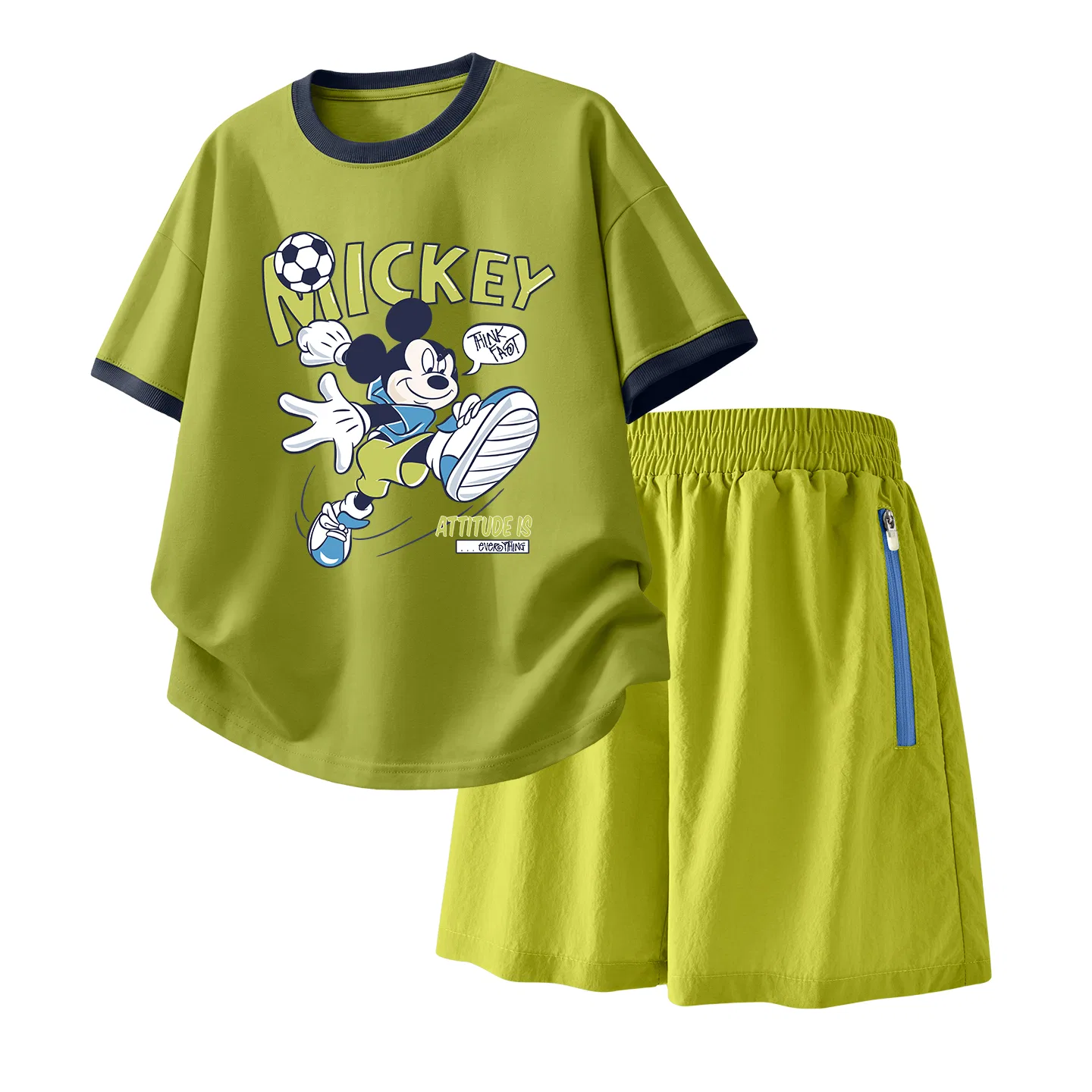 Детский спортивный костюм Casual Sportswear 2 Piece Set Disney, Di Soccer Ball Moss Green+Solid Color Camellia Green