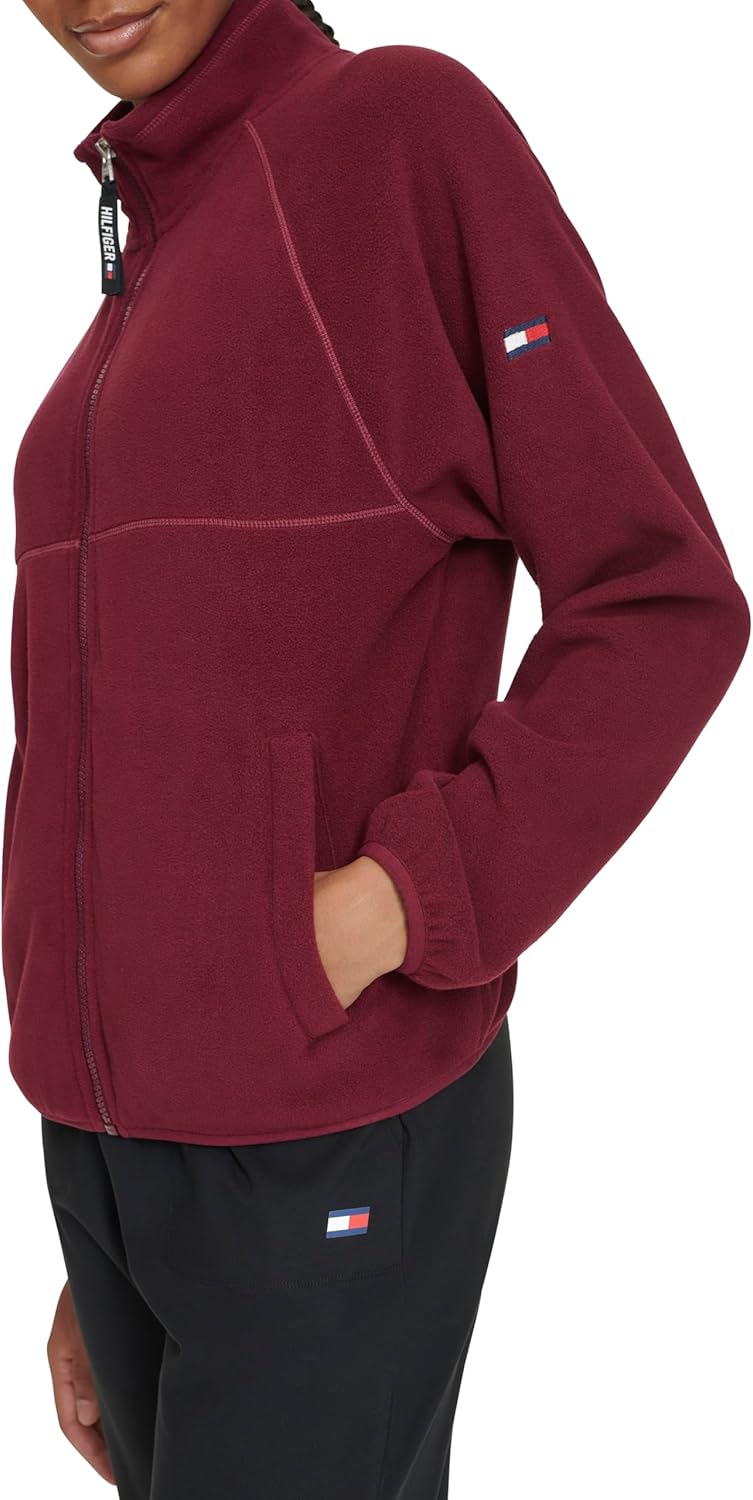 Женская флисовая куртка Tommy Hilfiger с воротником-стойкой и застежкой-молнией, Beet Red — фото 3