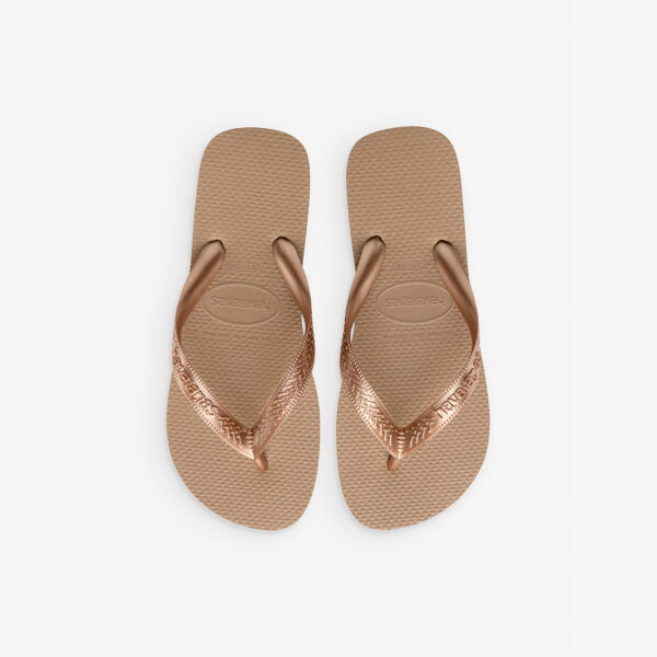 Топовые резиновые шлепанцы Tiras с металлическим покрытием Havaianas, розовый — фото 2