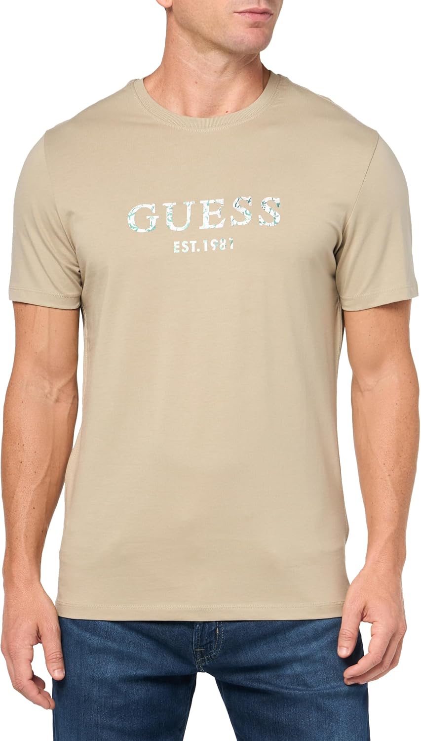 

GUESS Мужская эко-футболка с переливающимся эффектом, Impact Grey, Серый, GUESS Мужская эко-футболка с переливающимся эффектом, Impact Grey