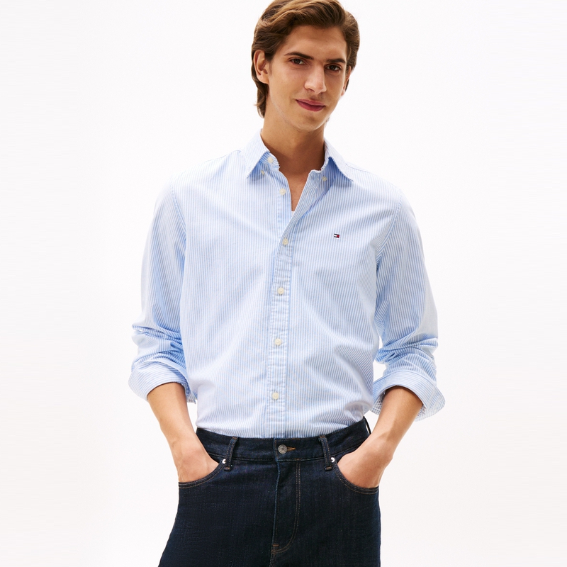 Tommy Hilfiger Рубашка Men's Blue White Stripes C39 — фото 3