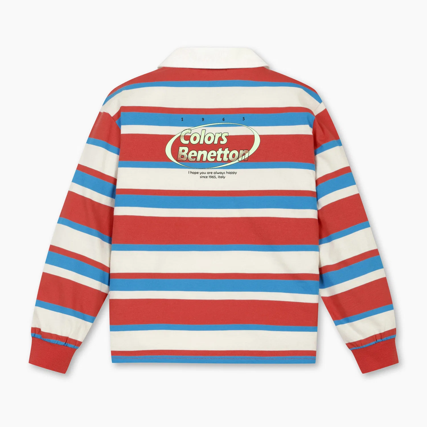 Детская полосатая футболка красная от Benetton Kids — фото 2