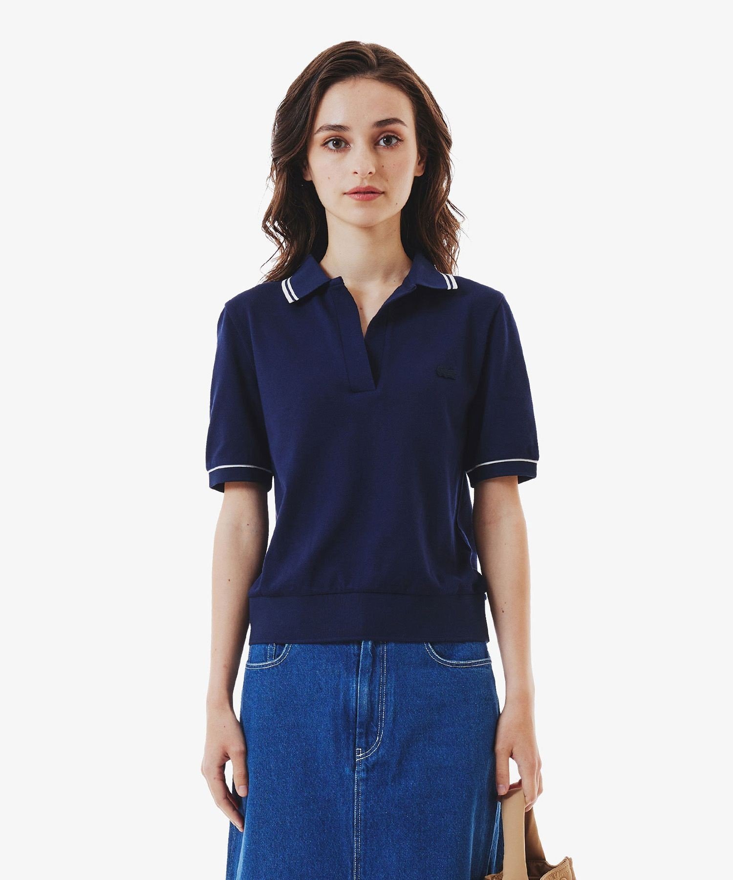 Рубашка-поло LACOSTE Navy с воротником-стойкой
