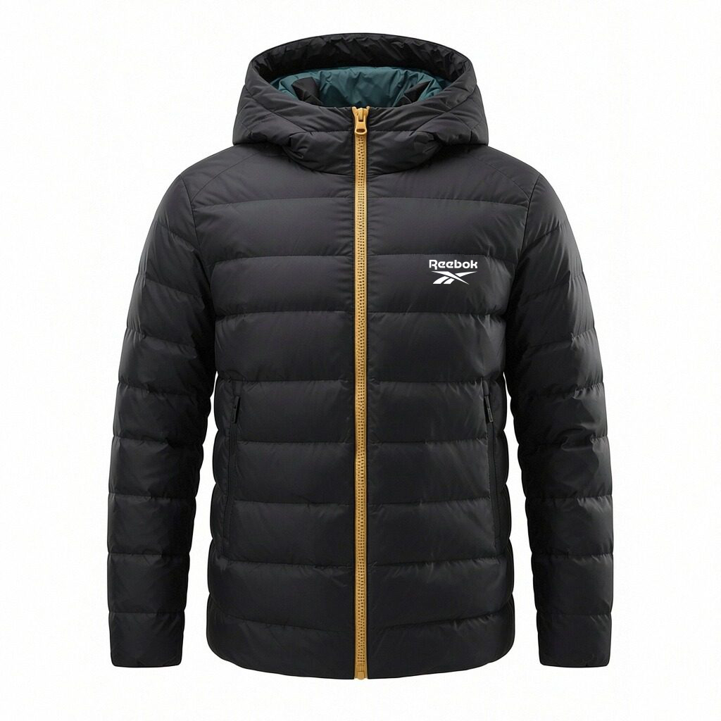 

Пуховик Unisex с капюшоном, легкий Reebok, черный желтый