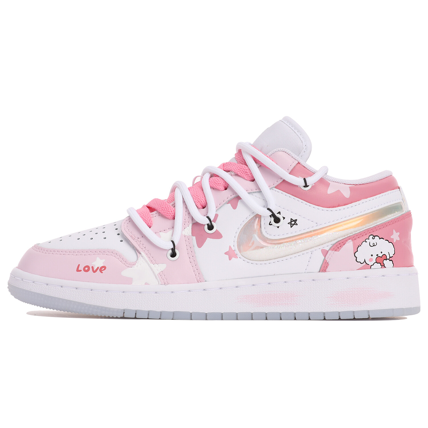 

Кроссовки Air Jordan 1 Vintage Basketball Shoes Women's Low-top Pink/white, белый
