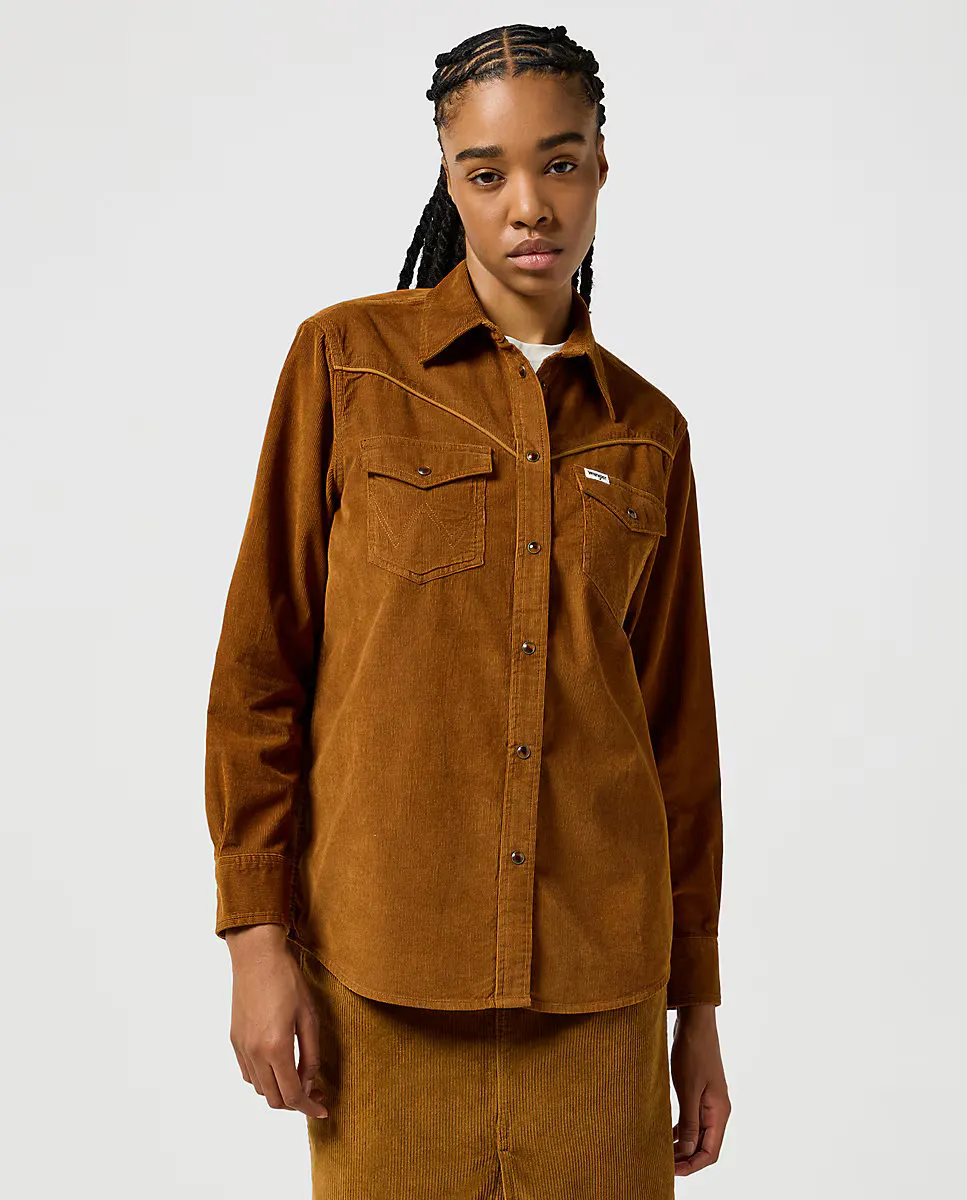 

Женская вельветовая рубашка с нагрудными карманами Wrangler, коричневый