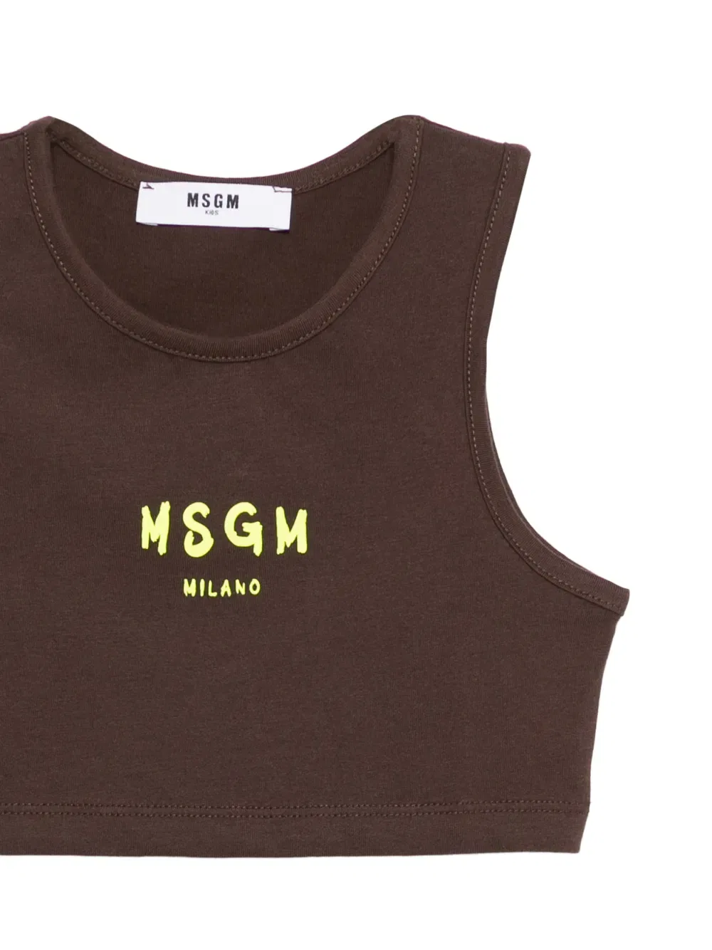 Укороченный топ с логотипом Msgm Kids, коричневый — фото 3