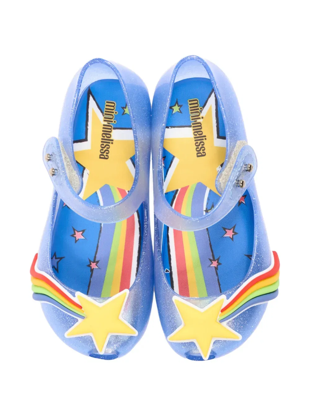 Балетки с блестками и радужным рисунком Mini Melissa, синий — фото 3