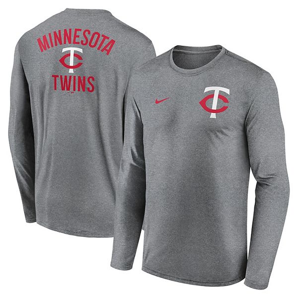 Мужская футболка с длинным рукавом minnesota twins 2-hit legend performance цвета вересковый уголь Nike — фото 2