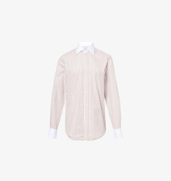 

Рубашка бойфренда из органического хлопка с узором в полоску With Nothing Underneath, цвет latte