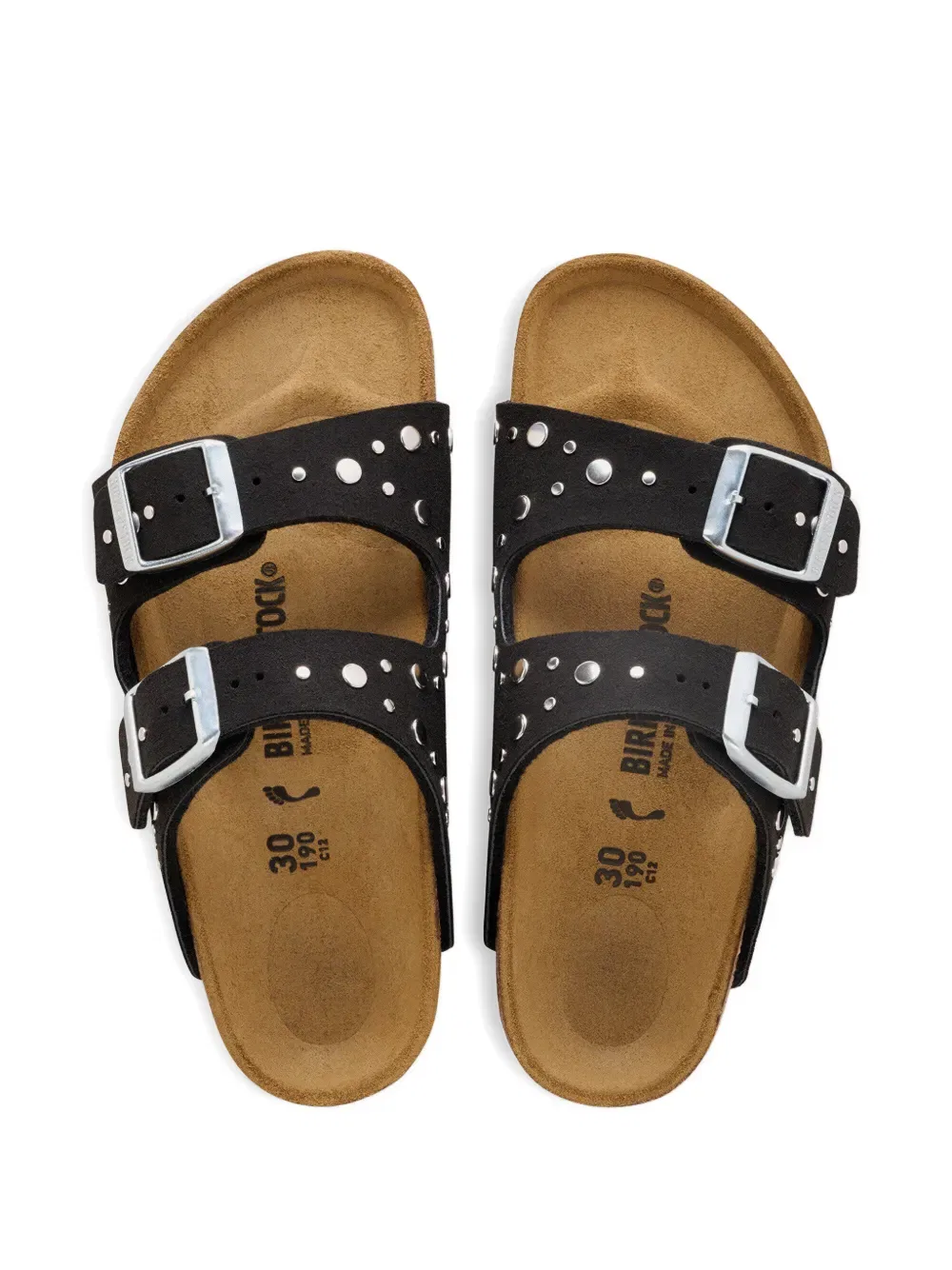 Сандалии Arizona с заклепками на плоской подошве Birkenstock Kids, черный — фото 3