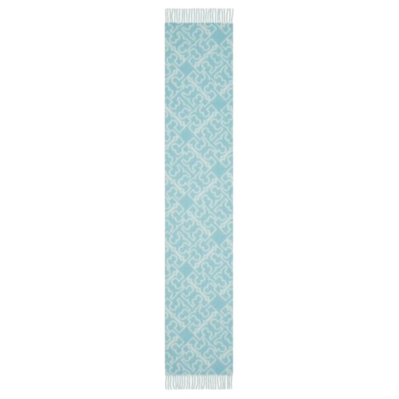 

TORY BURCH Бахромчатый шарф с логотипом, Blue