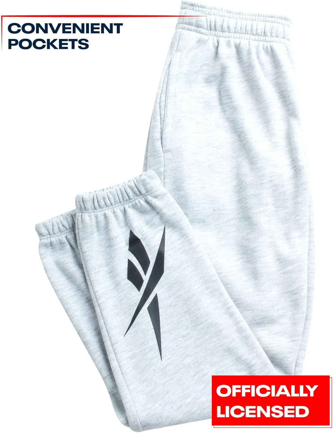 Спортивные брюки Reebok для мальчиков - флисовые спортивные штаны для мальчиков - легкие разминочные спортивные штаны (8-20), Heather Grey Vector — фото 4