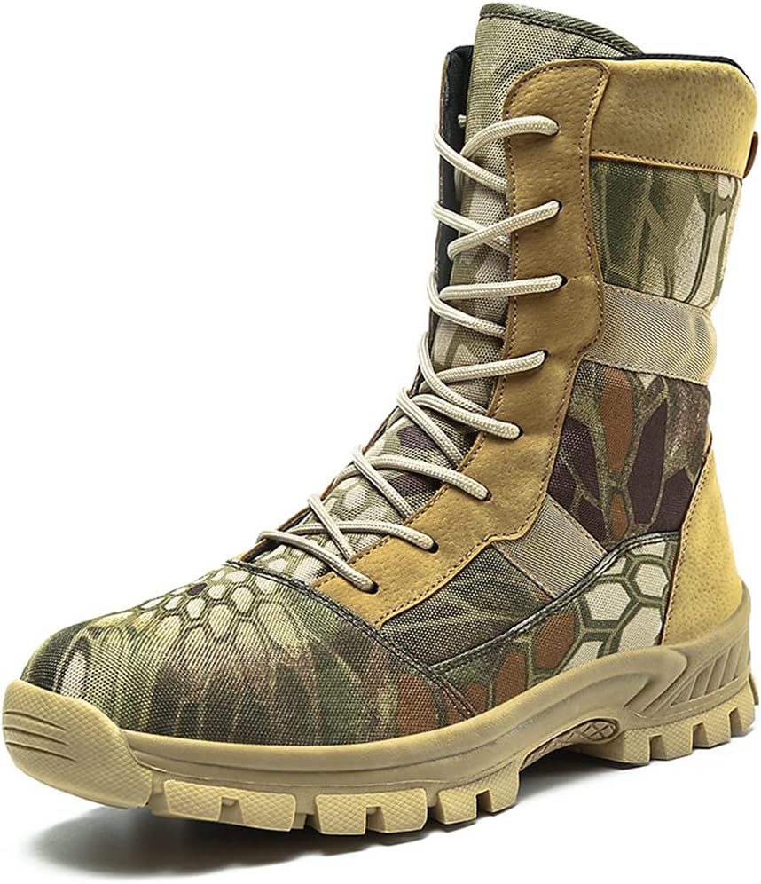 

Мужские тактические ботинки, походные боевые ботинки на шнуровке с высокими голенищами, военные ботинки, черные - 42/UK 8/US 8.5 Jlfzc