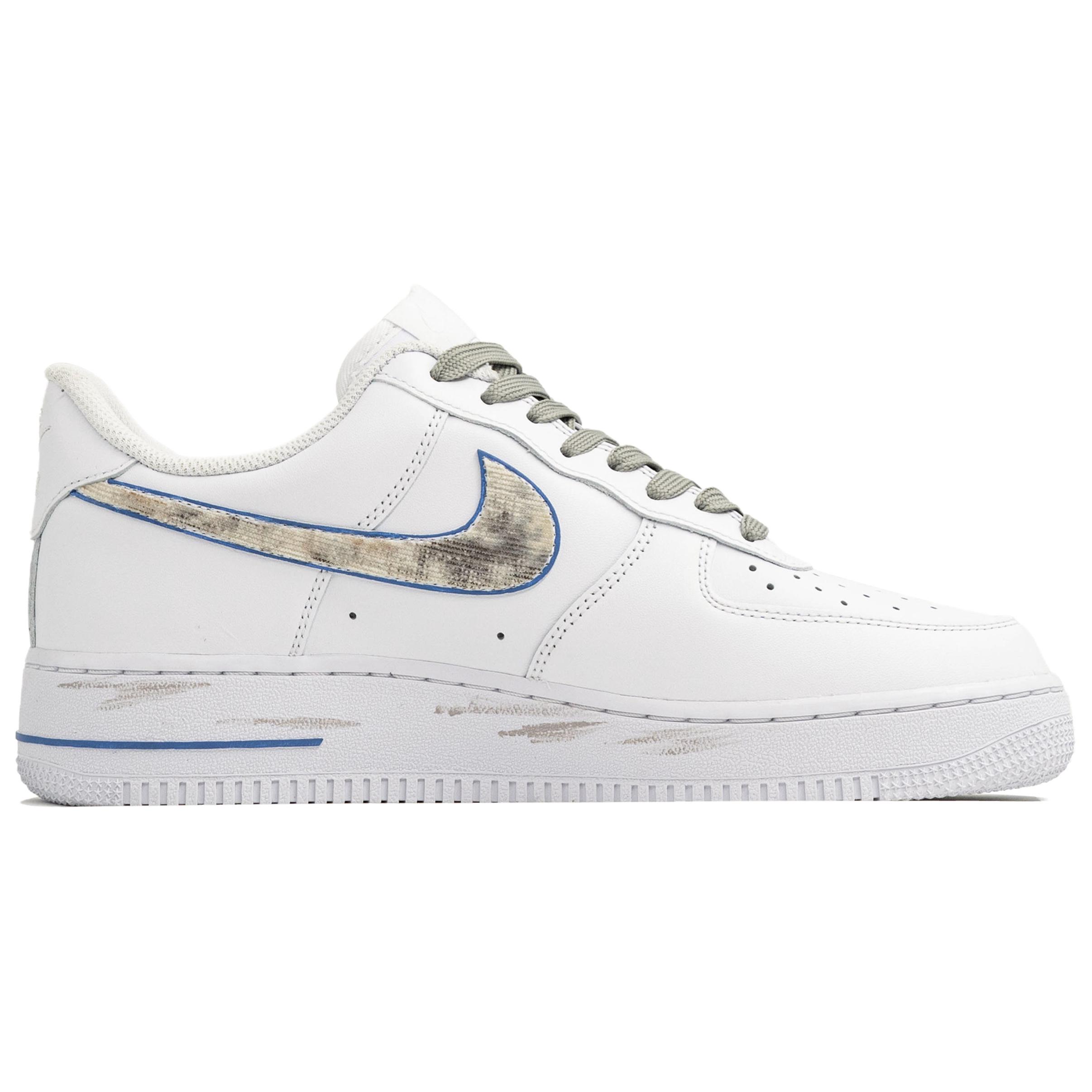 Кроссовки мужские Air Force 1 Myriad Flowers, Solitary Sail On The Vast Sea Abrasion Resistant низкие для скейтбординга Nike, белый/синий/серый — фото 4
