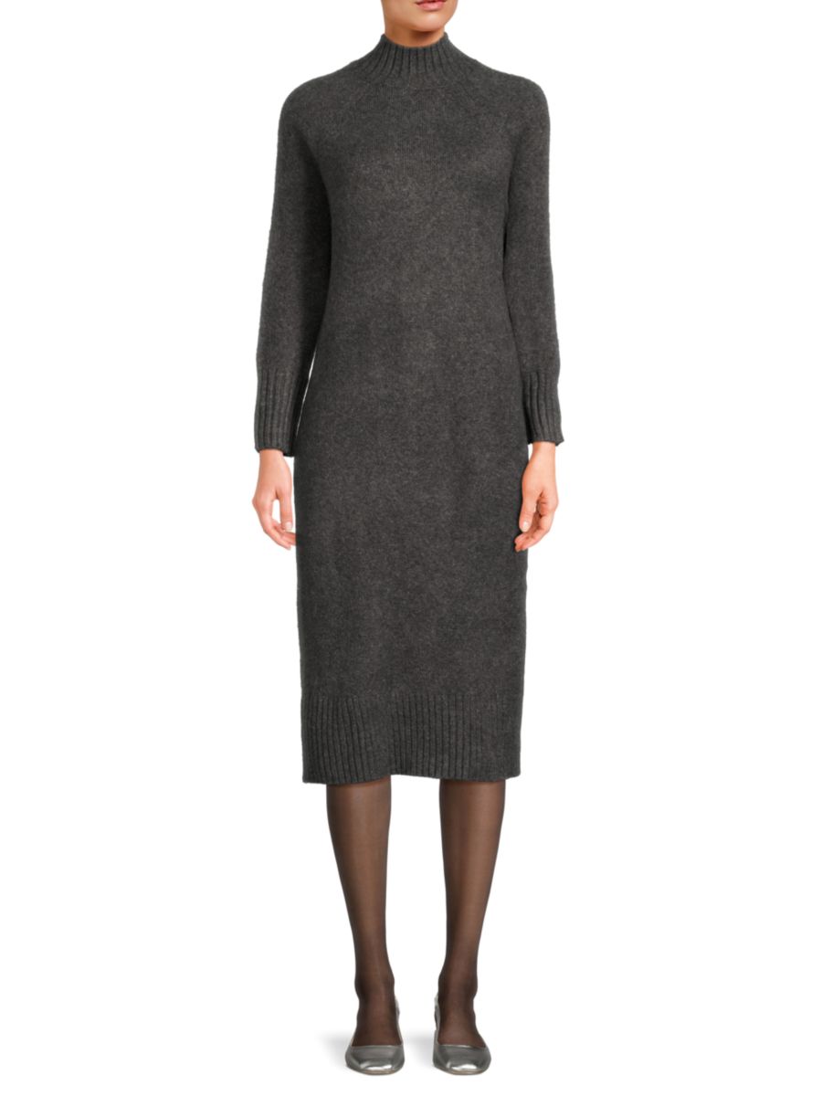 

Платье миди с воротником-стойкой и боковыми разрезами Saks Fifth Avenue, цвет Black Heather