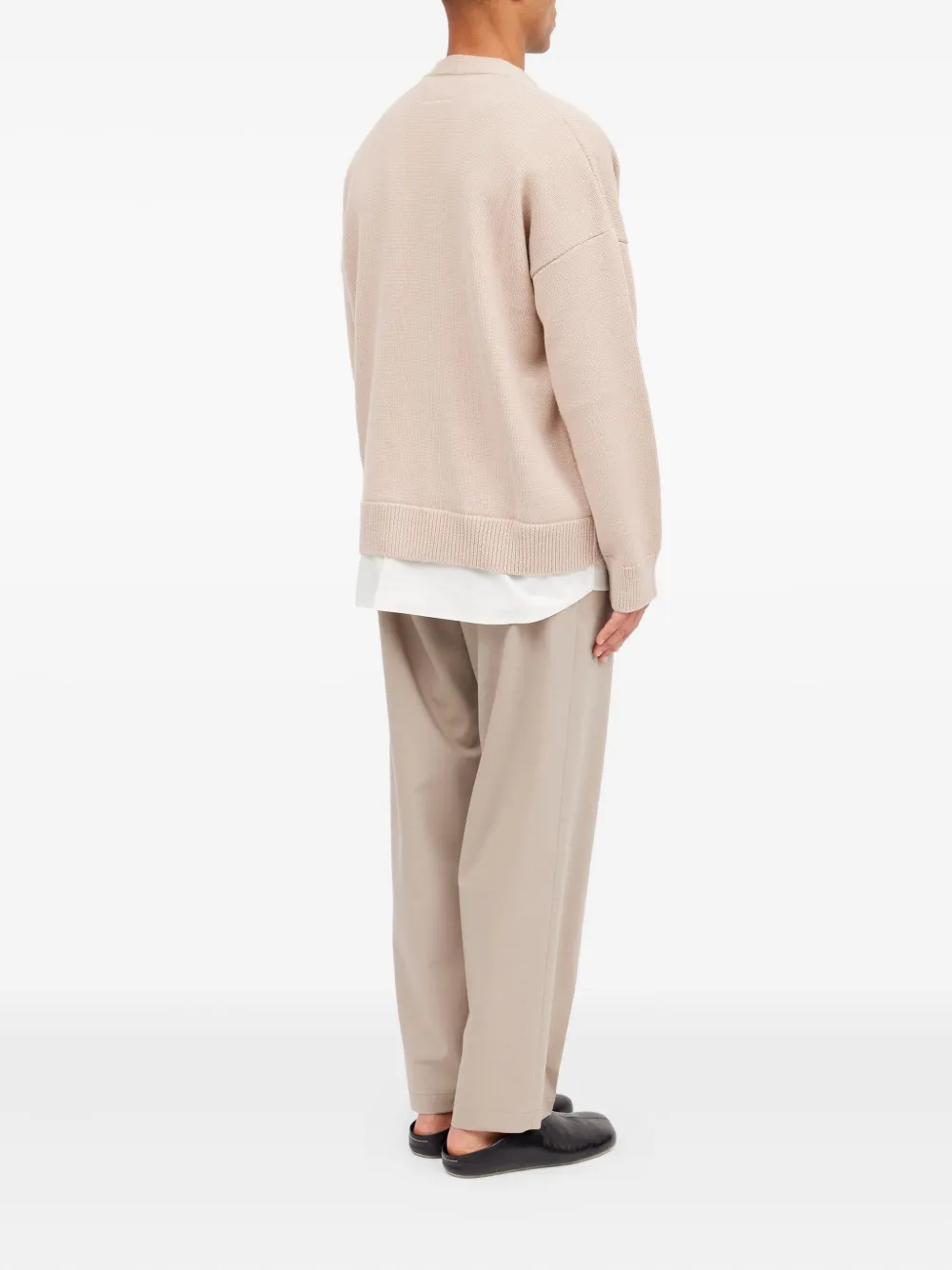 Кардиган с V-образным вырезом Mm6 Maison Margiela, бежевый — фото 4