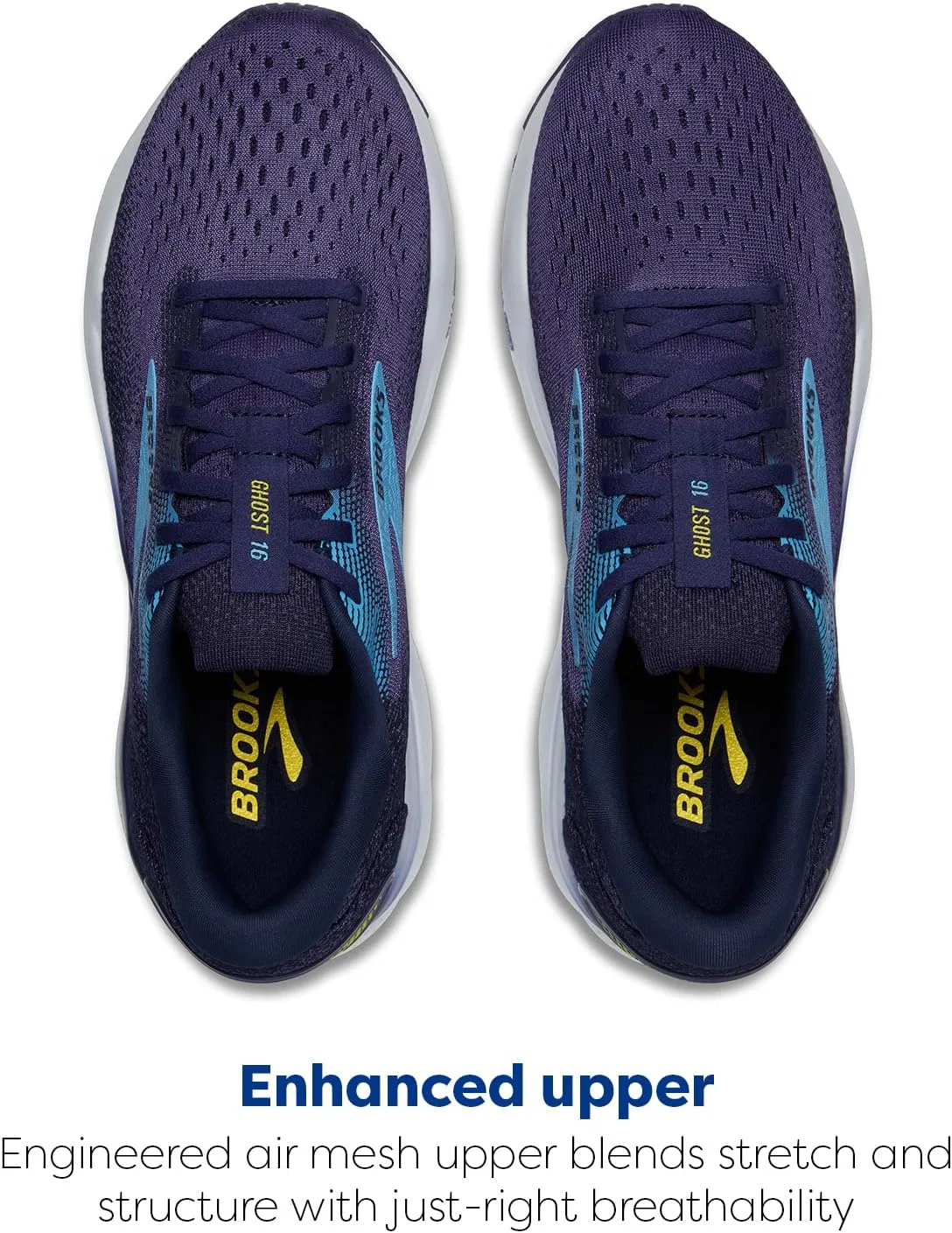 Мужские кроссовки Brooks Ghost 16, Blue Bonnie Blue Yellow — фото 4