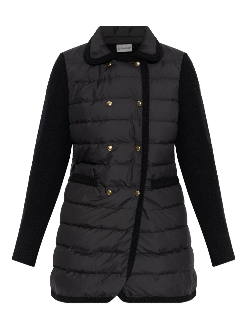 

Двубортное пальто с панелями Moncler, черный