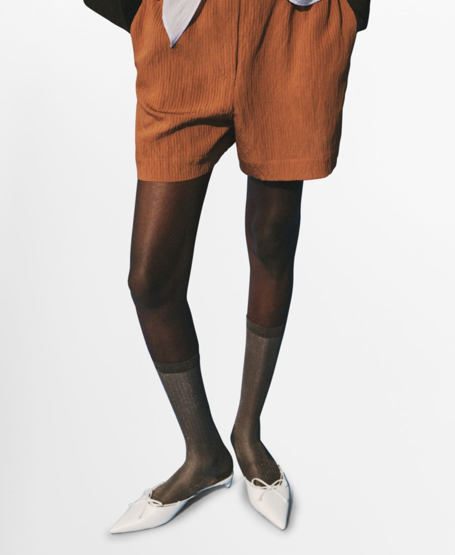 

Женские текстурированные шорты с контрастной отделкой MANGO, Brown