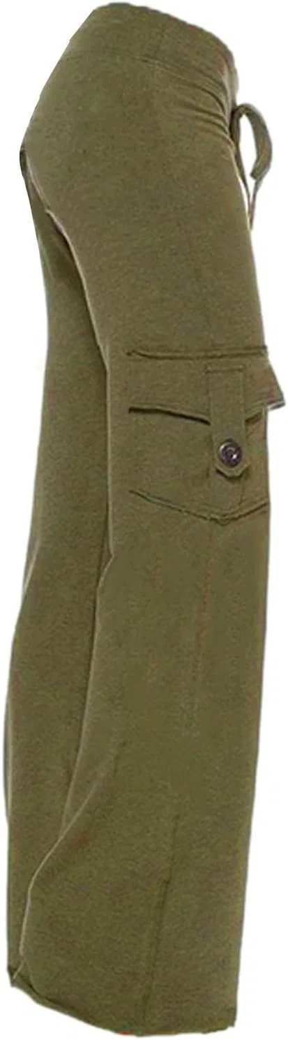 Брюки женские прямые зауженные со шнурком, широкие, с карманами, A02_army Green — фото 3
