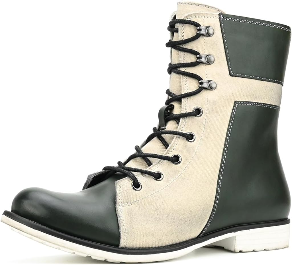 

Мужские мотоциклетные ботинки, повседневные классические винтажные ботинки на шнуровке для мужчин, байкерские ботинки Weooar, зеленый