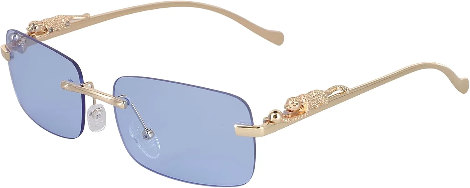 

Безупречные солнцезащитные очки большого размера без оправы для женщин и мужчин. Прямоугольные модные солнцезащитные очки без оправы (синие) FLAWLESS EYEWEAR