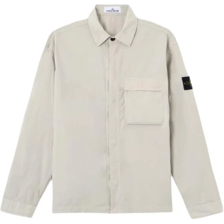 Рубашка-куртка с бейджем Compass Stone Island Dusty Gray