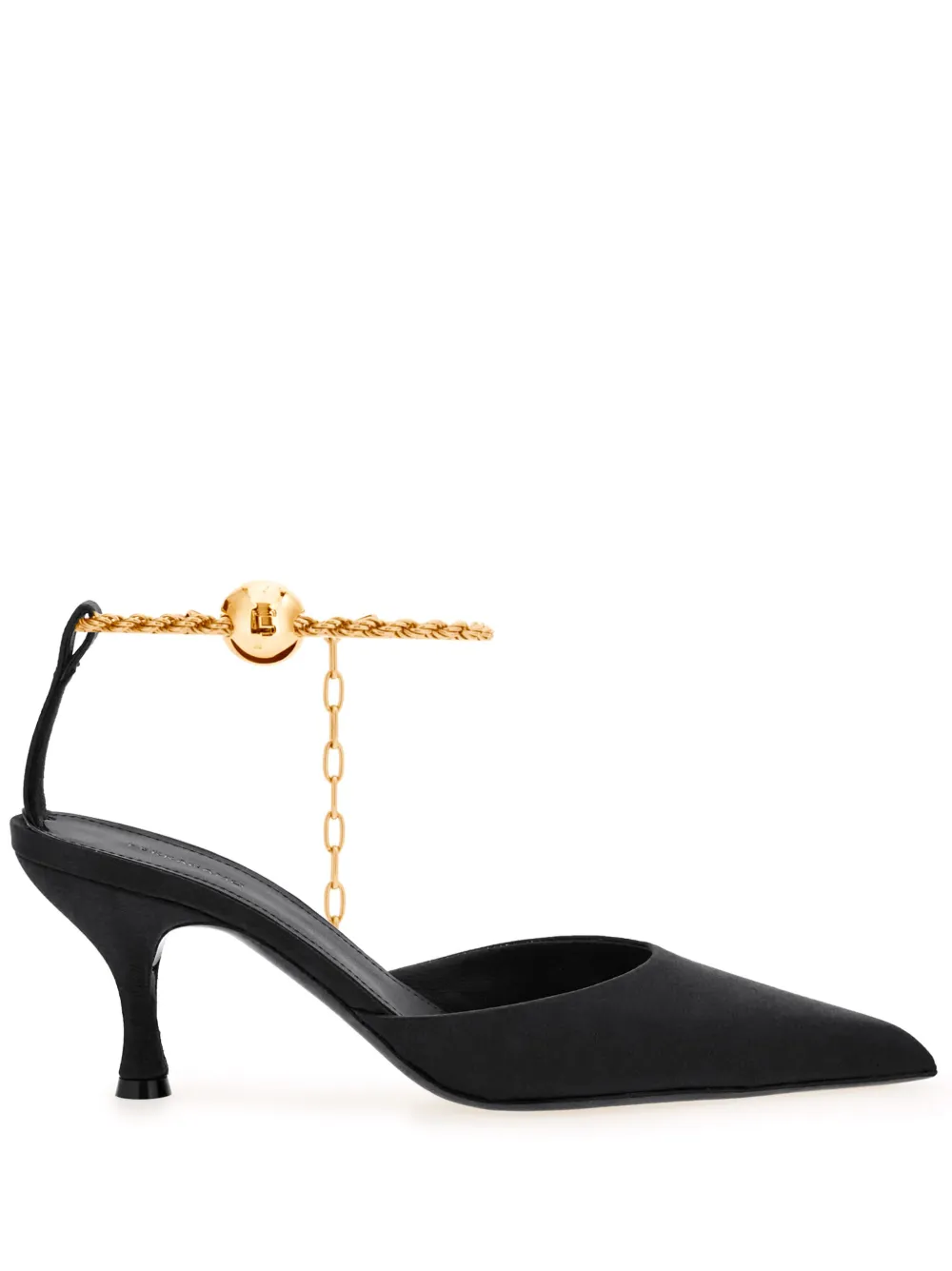 Атласные туфли с цепочкой Ferragamo, черный