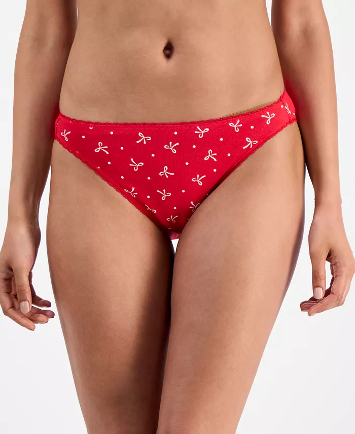 

Женские повседневные хлопковые трусики бикини, созданные для Macy's Charter Club, красный