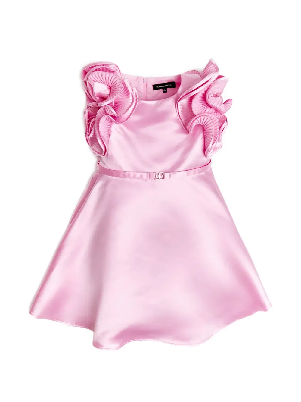 Платье с оборками и поясом Bcbg Kids, розовый