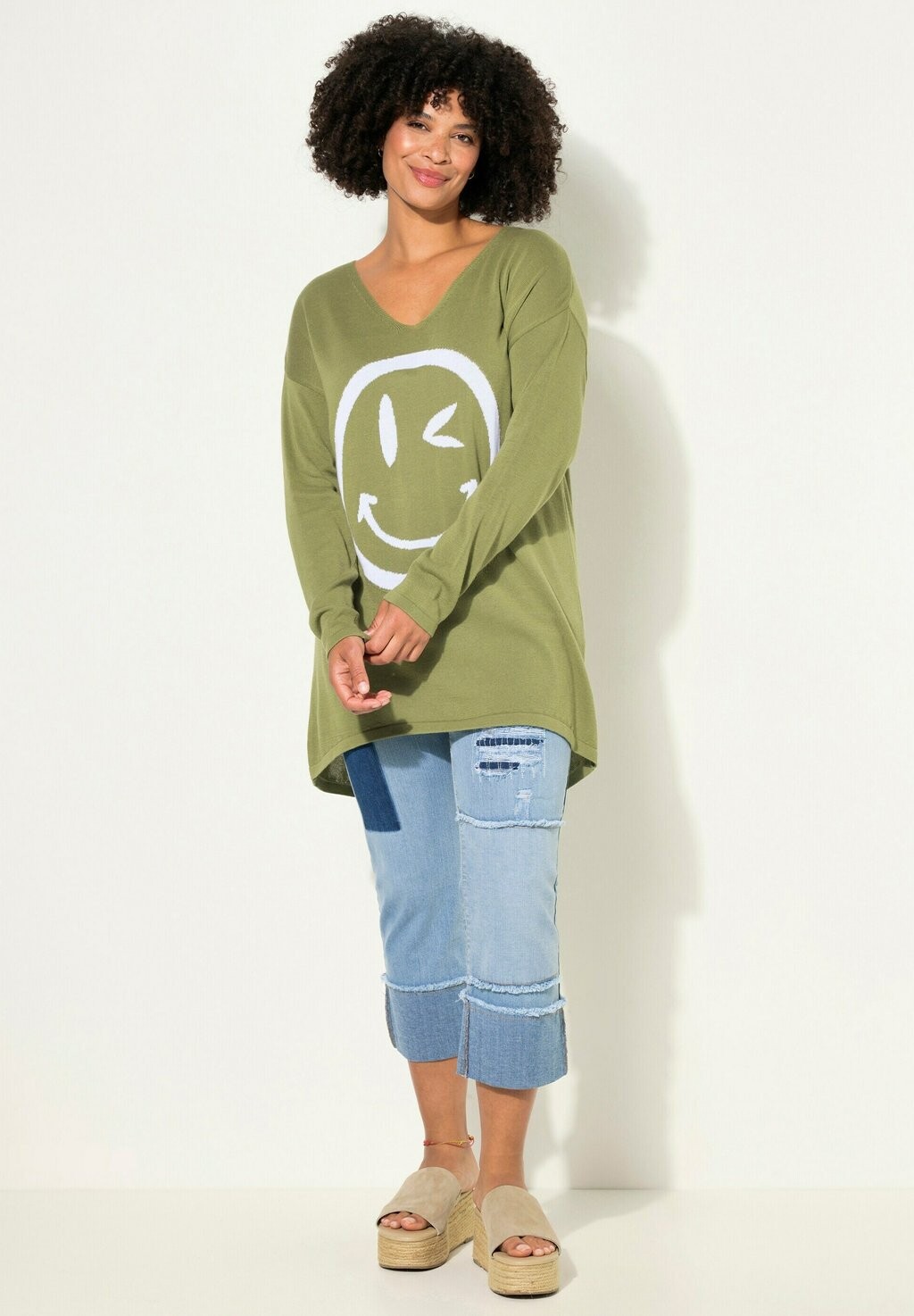 

Вязаный свитер SMILEY V-NECK LONG SLEEVES Angel of Style, темно-зеленый