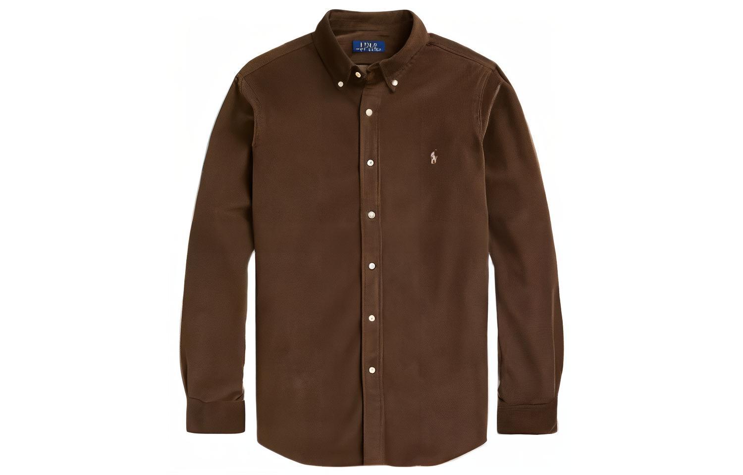 

Поло пони льняная рубашка Polo Ralph Lauren, темно-коричневый