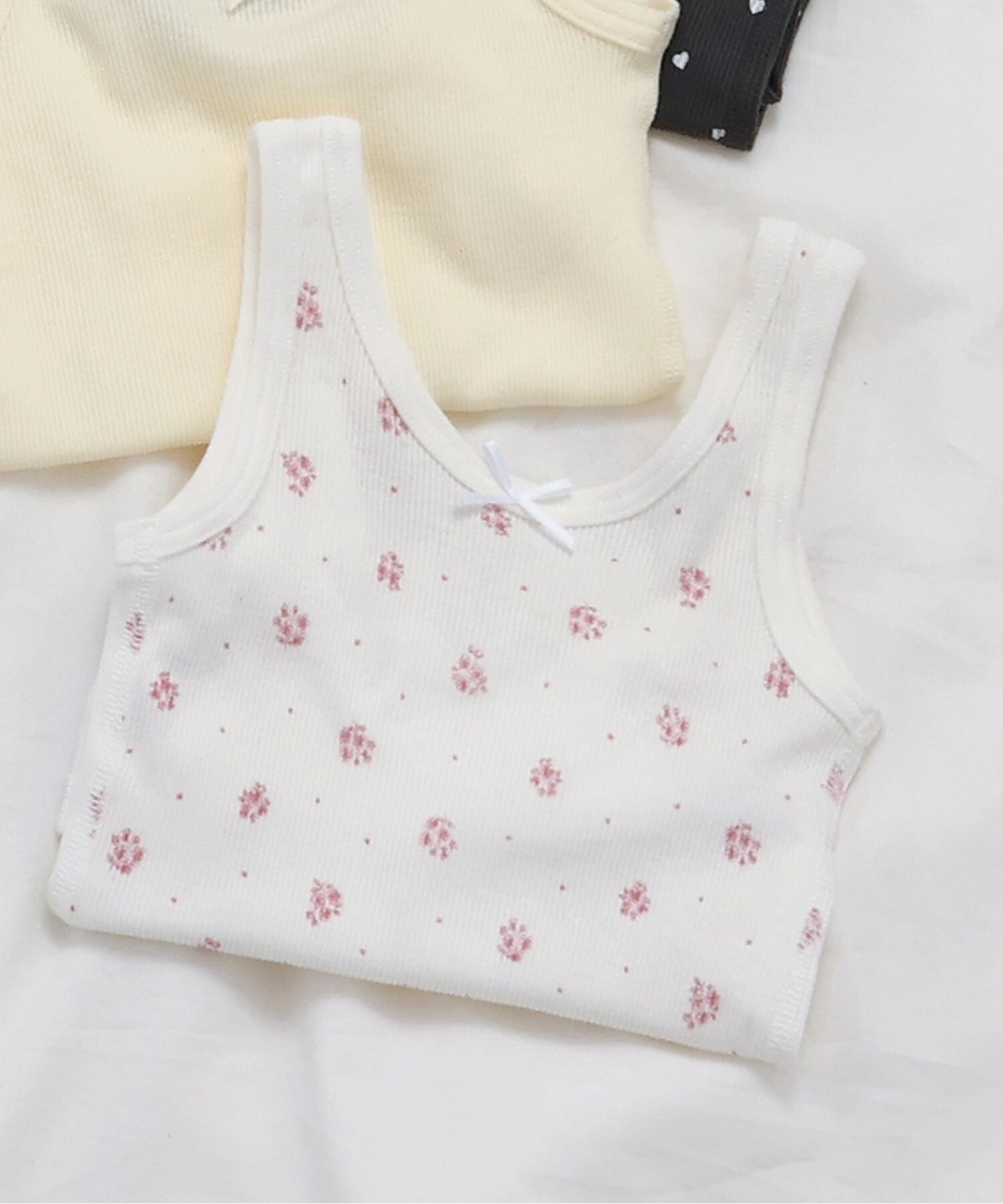 Топ с глубоким внутренним ребристым краем Apres Les Cours, Floral pattern