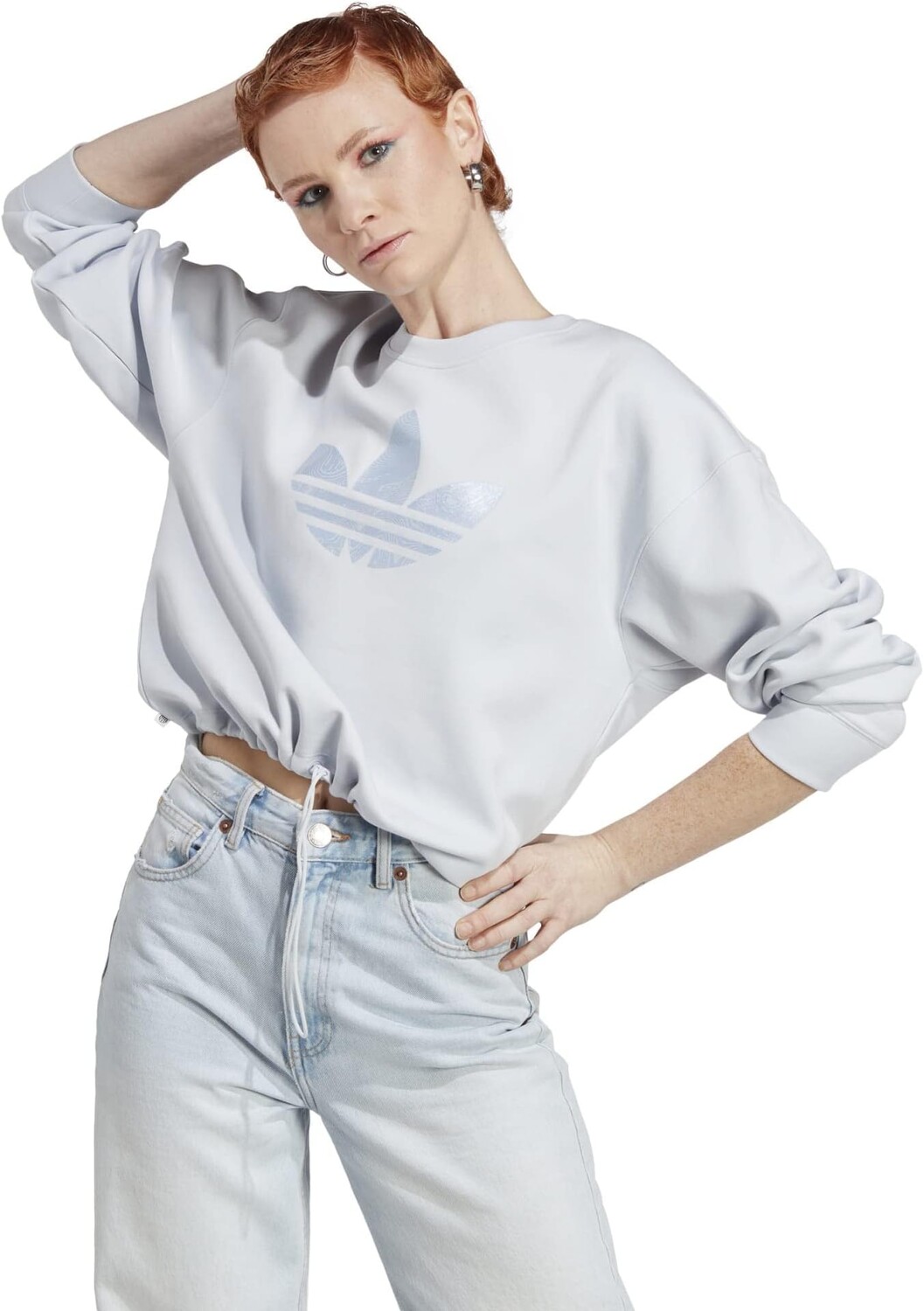 

Толстовка с трилистником и мраморным принтом adidas, цвет Halo Blue