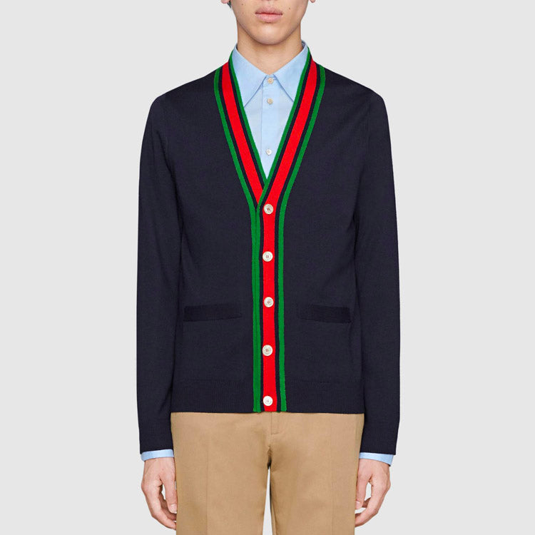 Кардиган Gucci Knit Wool Cardigan 'Blue' 576806-XKAUL-4548, темно-синий — фото 3