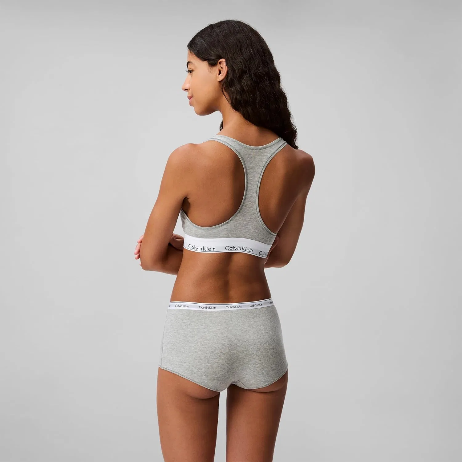 Бюстгальтер Calvin Klein Womens Modern Cotton Unlined Wireless Bralette, серый меланж — фото 4